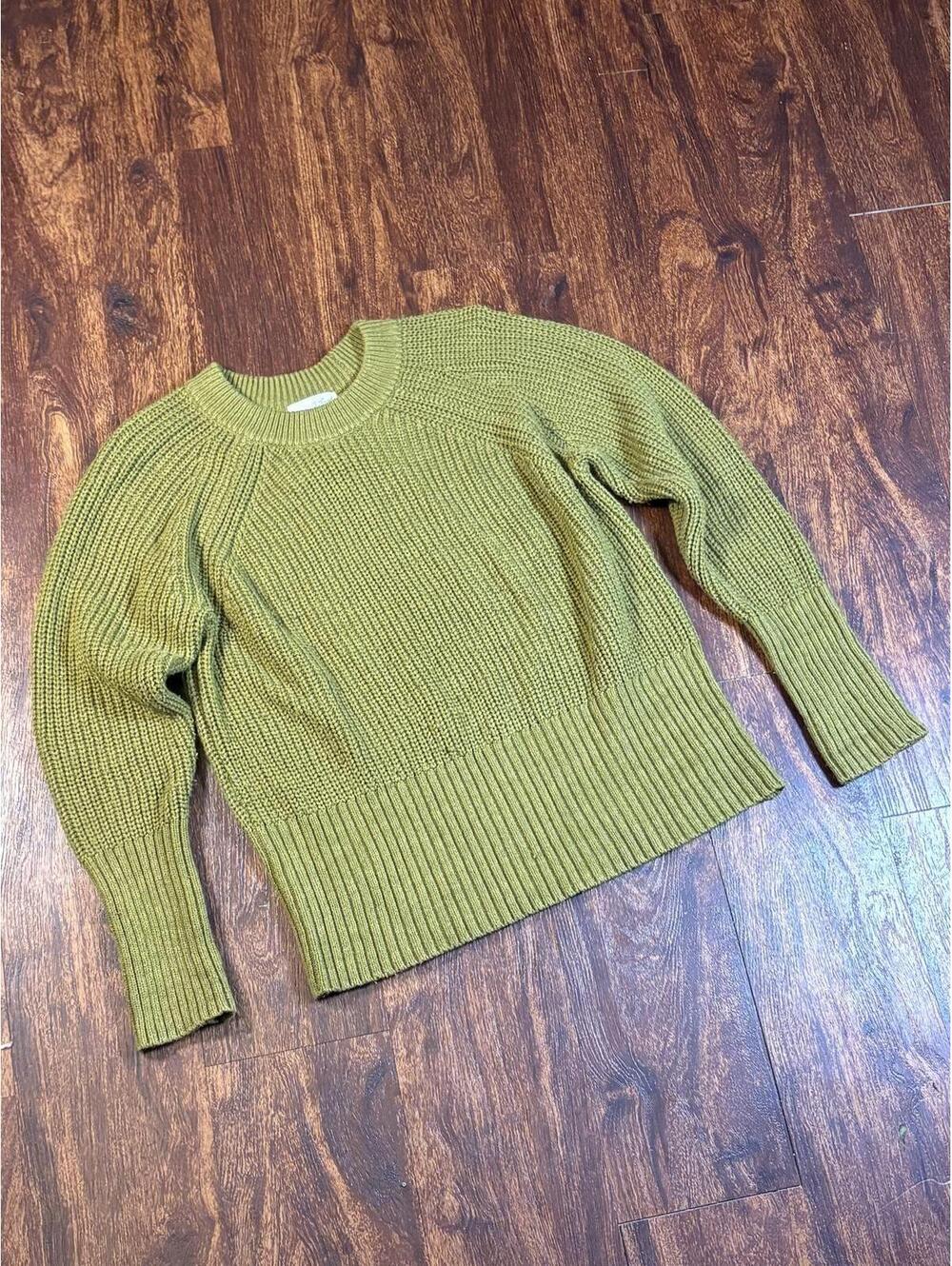 Universal Thread Olive Chunky Knit Sweater Womens Size M Cotton Blend Pullover